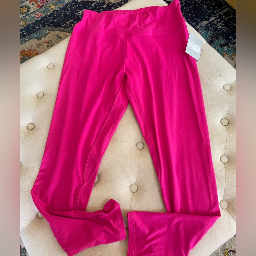 Vibrant Pink Full-Length Leggings with Stretchy Fabric